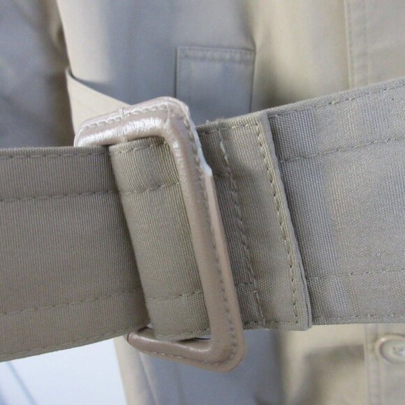 ROC Men Trench Coat Double Breasted Belted Long Jacket Overcoat 40R Khaki 1596 - Picture 11 of 16